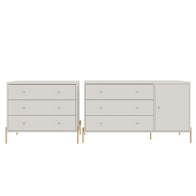 Jasper Full Extension Sideboard Dresser and Classic Dresser Set of 2 in Off White - Manhattan Comfort 2-612853