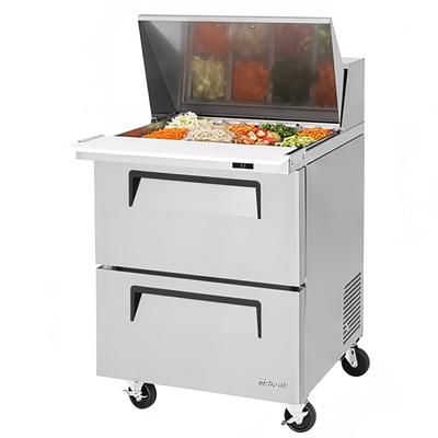 Turbo Air TST-28SD-12-D2-N 27" Super Deluxe Mega Top Sandwich/Salad Prep Table w/ Refrigerated Base, 115v, Stainless Steel