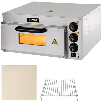 VEVOR 14'' Commercial Pizza Oven Countertop 110V Stainless Steel Electric Pizza Oven with Stone and Shelf