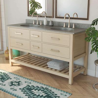 Randolph Morris Everett 60 Inch Oak Console Vanity with Oval Integral Sinks - Light Oak RMFED-60LK-CG