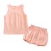 KI-8jcuD Girls Cute Outfits For Girls Baby Girls Cotton Linen Summer Solid Sleeveless Vest Shirt Tops Shorts Set Outfits Baby Girls Outfit Preemie Baby Girl Clothes Set New Born Baby Stuff 4 Month B