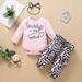 QIPOPIQ Infant Girl s Clothing Set Clearance Newborn Infant Baby Girl Valentine Print Romper Bodysuit+Leopard Print Pants Set