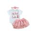 Diconna Newborn Infant Baby Girl Easter Outfit My 1st Easter Short Sleeve Romper Bodysuit and Tulle Tutu Skirt Pink 3-6 Months