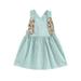 sdghg Toddler Baby Easter Overall Dress Cute Sleeveless Square Neck Bunny Suspender Dress