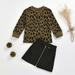 Tejiojio Girls and Toddlers Soft Cotton Clearance Newborn Baby Toddler Girls Suit Pullover Brown Leopard Print Yarn-dyed Top Leather Zipper Skirt Two Piece Set