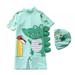 Little Boys Toddler Dinosaur Swimsuit UPF 50+ Rash Guard Swimwear One-Piece with Sun Hat Bathing Suits 1-7T