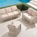 Set of 2 Hampton 3-pc. Sofa Set in Ivory Finish - Sofa Set with Two Lounge Chairs, Linen Flax with Logic Bone Piping, Linen Flax with Logic Bone Piping - Frontgate