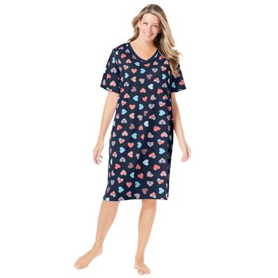 Plus Size Women's Print Sleepshirt by Dreams & Co. in Navy Americana Heart (Size 3X/4X) Nightgown
