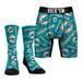 Men's Rock Em Socks Miami Dolphins All-Over Logo Underwear and Crew Combo Pack