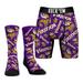 Men's Rock Em Socks Minnesota Vikings All-Over Logo Underwear and Crew Combo Pack