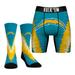 Men's Rock Em Socks Los Angeles Chargers V Tie-Dye Underwear and Crew Combo Pack