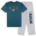 Men's Concepts Sport Midnight Green/Heather Gray Philadelphia Eagles Big & Tall T-Shirt Pajama Pants Sleep Set