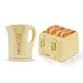Geepas Cordless Electric Kettle & 4 Slice Bread Toaster Kitchen Combo Set | 1.7L 2200W Fast Boil Kettle |1400W Fast Toaster with 6 Level Browning Control | 2 Year Warranty, Beige