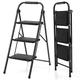 COSTWAY 2/3 Step Ladder, Folding Anti Slip Tread Stepladder with Wide Platform, Safe Lock and Hand Grip, 265kg Capacity Portable Safety Household Ladder Stool (3 Step)