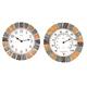 Lily's Home Indoor or Outdoor Large Hanging Wall Clock and Thermometer Set. 10" Inch Diameter. (Stone)