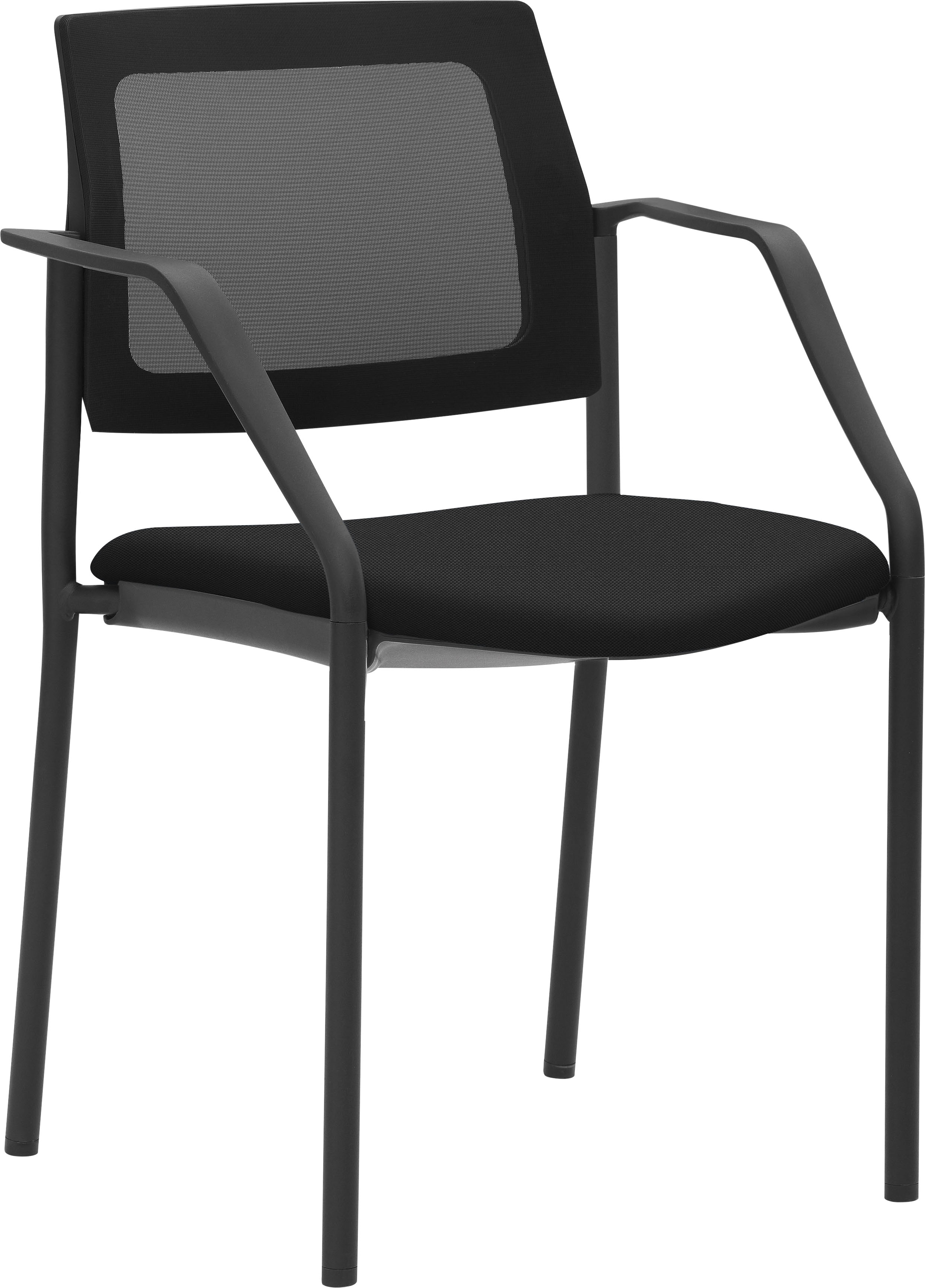 Besucherstuhl MAYER SITZMÖBEL "2519", schwarz (schwarz, schwarz), B:59cm H:83cm T:56cm, Stühle, stapelbar bis 6 Stück