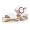 Keilsandalette GABOR, Damen, Gr. 37, weiß (sanftes weiß), Glattleder, unifarben, klassisch, Schuhe, Sommerschuh, Riemchensandale, Klettverschluss unter der Zierschnalle