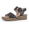 Keilsandalette GABOR, Damen, Gr. 35, schwarz, Glattleder, unifarben, klassisch, Schuhe, Sommerschuh, Riemchensandale, Klettverschluss unter der Zierschnalle, Topseller