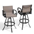 Alcott Hill® Cacia Outdoor Patio Bar Stools Set Cast Aluminum Set Of 2 in Gray | 44.3 H x 23.6 W x 22.44 D in | Wayfair