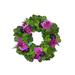 The Holiday Aisle® 30" Wreath Decorated w/ Sedum, Mums & Orchids Traditional Faux in Green/Indigo/Pink | 30 H x 30 W x 8 D in | Wayfair