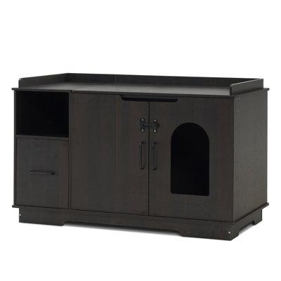 Tucker Murphy Pet™ Cat Litter Box Furniture Hidden w/ Top Opening, XL Pet Enclosed Litter Bench w/ Drawer, Wooden Hideaway Extra Large Cat House