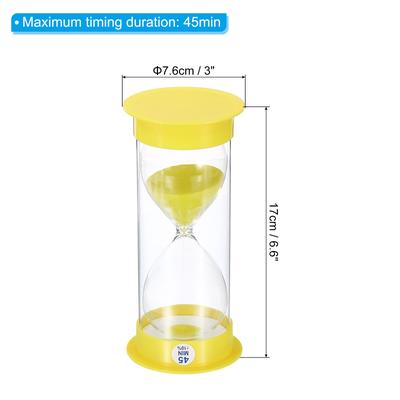 45 Min Sand Timer, Round w Plastic Cover, Count Down Sand Clock Glass