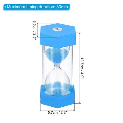 30 Min Sand Timer, Hexagon w Plastic Cover Count Down Sand Clock Glass