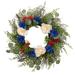 Americana Mixed Foliage and Florals Patriotic Wreath, 24-Inch, Unlit