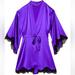 Victoria's Secret Intimates & Sleepwear | New Victoria’s Secret Real Silk Lingerie Robe Kimono Pink W Lace Trim Xs | Color: Black/Purple | Size: Xs
