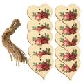 10 Set Wooden Pendants with Rope Heart Shape Decorative Polished Angel Rose Flower Printed Hanging Pendant Home Decor