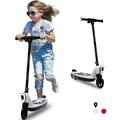 iRerts Kids Electric Scooter for 6-14 Year Old Portable Kids Scooter for Boys Girls 12V 45W Kids Electric Scooter with Front Big Light Rear Brake Colorful Deck Light White