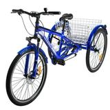 FICISOG Mountain Tricycle for Adults 3 Wheeled 7-Speed Mountain Tricycle 24 inch 26 inch 27.5 inch Men s Women s Tricycles Cruiser Bike Featuring Disc Brakes Cargo Basket