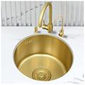 Single Bowl Bar Gold Round Sink 304 Stainless Steel Kitchen Sink with Faucet and Gold Drainer 5 Package Options (Color : B, Size : 32x32x19cm)