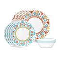 Corelle 12-Piece Round Dinnerware Set, Service for 6, Lightweight Round Plates and Bowls Set, Vitrelle Triple Layer Glass, Chip and Scratch Resistant, Microwave and Dishwasher Safe, Terracotta Dreams