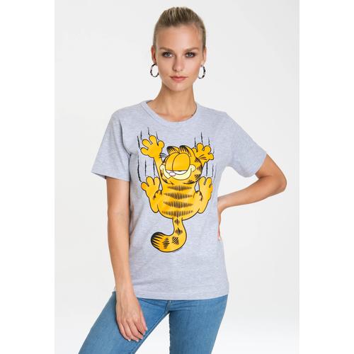 „T-Shirt LOGOSHIRT „“Garfield – Scratches““ Gr. 5XL, grau (grau, meliert) Damen Shirts Print mit lizenziertem Originaldesign“