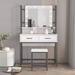 17 Stories Jeanasia 37" Vanity Set w/ Lighted Mirror & Stool, Rustic Brown Wood in White | 57.5 H x 37 W x 15.9 D in | Wayfair