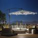 Arlmont & Co. Lashaunte 10 Ft Outdoor Patio Solar LED Cantilever Umbrella Stripe Metal in Gray/White | 94 H x 120 W x 38 D in | Wayfair