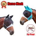 Masque de cheval 1PC, Taille: l, Noir, Respirant et confortable, Protection contre les insectes, uv