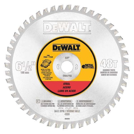 DEWALT DWA7762 6 1/2" 48T Ferrous Metal Cutting 5/8" Arbor