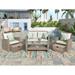 4 Piece Outdoor Conversation Set All Weather Wicker Sectional Sofa, Patio Furniture Set