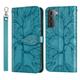 Samsung Galaxy S22 Case Samsung S22 Wallet Case Magnetic Closure Embossed Tree Premium PU Leather [Kickstand] [Card Slots] [Wrist Strap] [6.1 inch] Phone Cover for Samsung S22 Blue