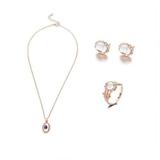 Women Moonstone Ring+Stud Earrings+Necklace Pendant Sale E2L6 Chain Jewelry S8S0