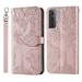 Samsung Galaxy S22 Plus Case Samsung S22 Plus Wallet Case Magnetic Closure Embossed Tree Premium PU Leather [Kickstand] [Card Slots] [Wrist Strap] Phone Cover for Samsung S22 Plus Rosegold