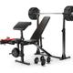 VIBESPARK 900LBS Olympic Weight Bench Set Adjustable Weight Bench with Barbell Rack Preacher Curl Leg Extension Multi-Purpose Workout Bench Set Full Body Strength Training