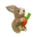 SDJMa Standing Bunny Figurine Straw Woven Easter Rabbit Holding Flower Doll Desktop Artificial Animal Model Sculpture Statue for Easter Day Garden Desktop Ornament