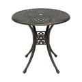 GZXS 31 inch Diameter Outdoor Round Patio Bistro Dining Table Cast Aluminum with Umbrella Hole Conversation Table Bronze