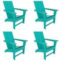 WestinTrends Ashore Adirondack Chairs Set of 4 All Weather Poly Lumber Outdoor Patio Chairs Modern Farmhouse Foldable Porch Lawn Fire Pit Plastic Chairs Outdoor Seating Turquoise