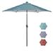 Outdoor Patio 8.7-Feet Market Table Umbrella with Push Button Tilt and Crank Blue Stripes With 24 LED Lights[Umbrella Base is not Included]