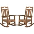 NALONE Outdoor Rocking Chair Set of 2 All Weather Resistant Rocking Chair for Porch and Garden Lawn HDPE Material Oversized Patio Rocker Chair for Outdoor Rockers(Brown)