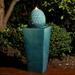 Glitzhome 35.75 Artichoke Pedestal Ceramic Fountain Oversized Turquoise with Pump and LED Light for Yard Garden Patio